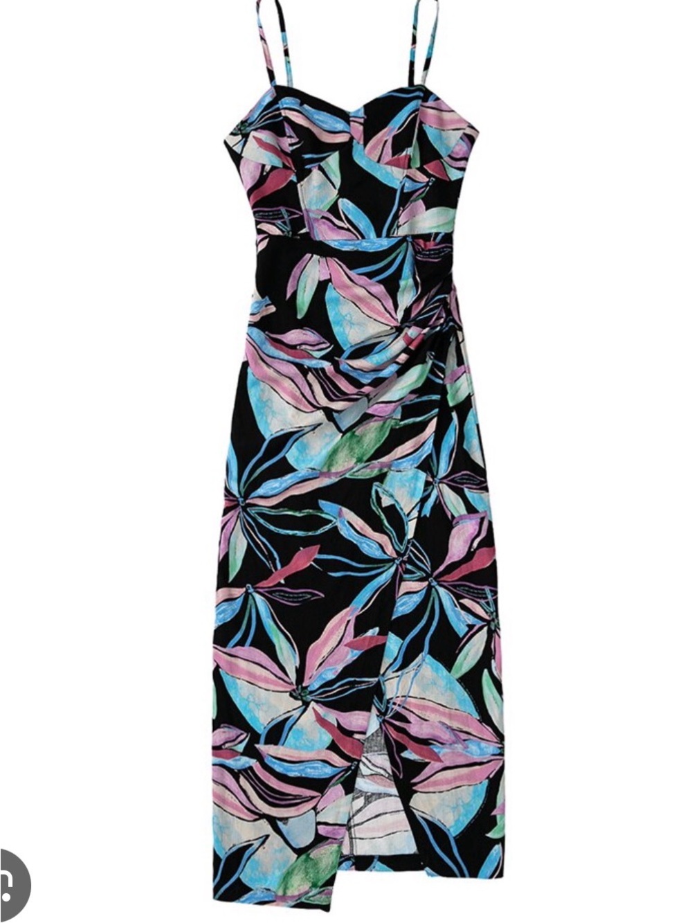 Zara Floral Midi Dress with Pastel Pink & Blue Floral Print Size Medium